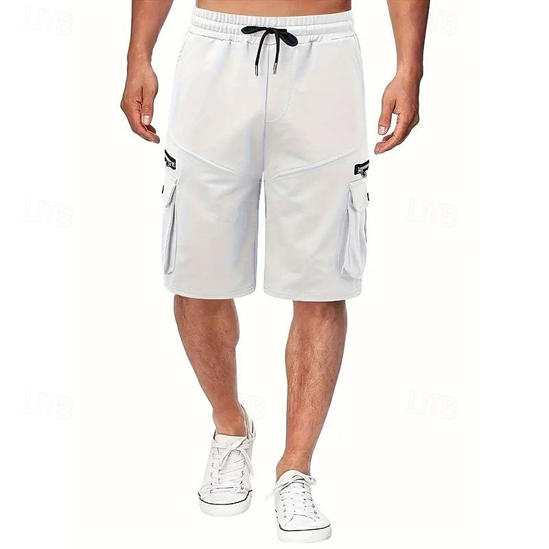Men's Cargo Shorts Sweat Shorts Drawstring Elastic Waist Plain Breathable Soft Casual Weekend Fashion Streetwear Loose Fit Denim Blue Black Micro-elastic4