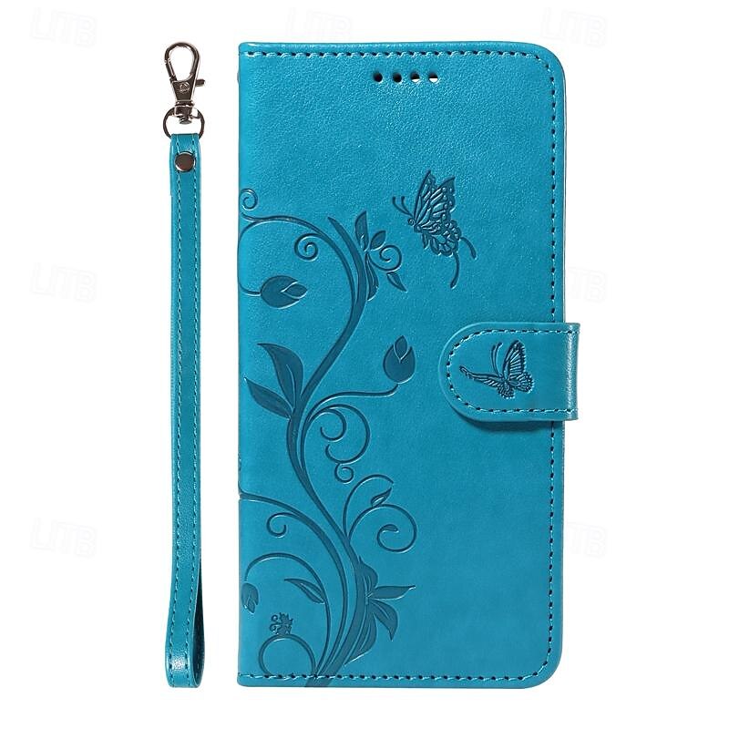 Phone Case For Samsung Galaxy S25 S24 S23 S23 FE S22 S21 Ultra Plus A34 A54 A73 A53 Wallet Case Embossed Full Body Protective with Wrist Strap Tree Butterfly TPU PU Leather4