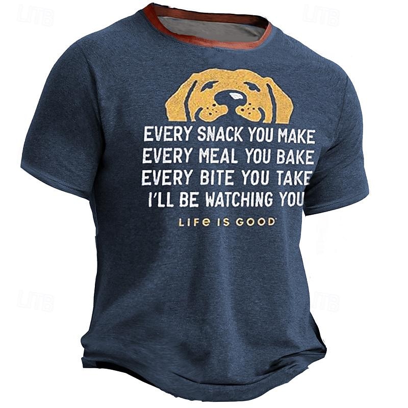Men's Graphic Dog Letter T Shirt Short Sleeve T shirt 3D Print Crew Neck Shirt Daily Designer Casual Sports Outdoor Holiday Going out Navy Blue Army Green Dark Blue Spring & Summer Clothing Apparel S