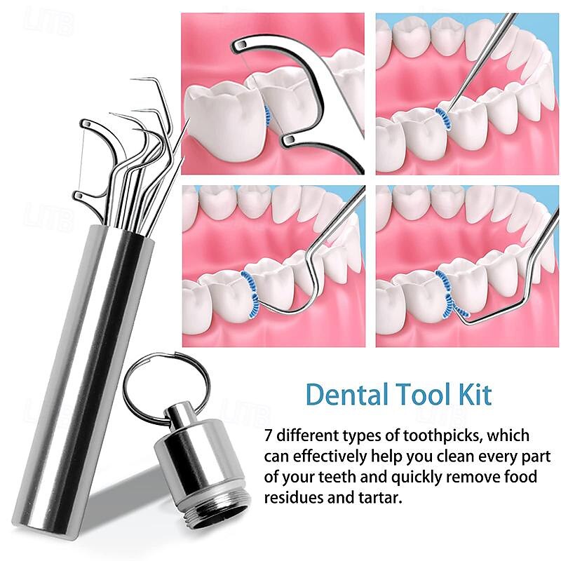 Portable Stainless Steel Toothpicks Pocket Set Reusable Metal Toothpicks Cleaning Kit with Holder for Outdoor Picnic Camping Traveling2