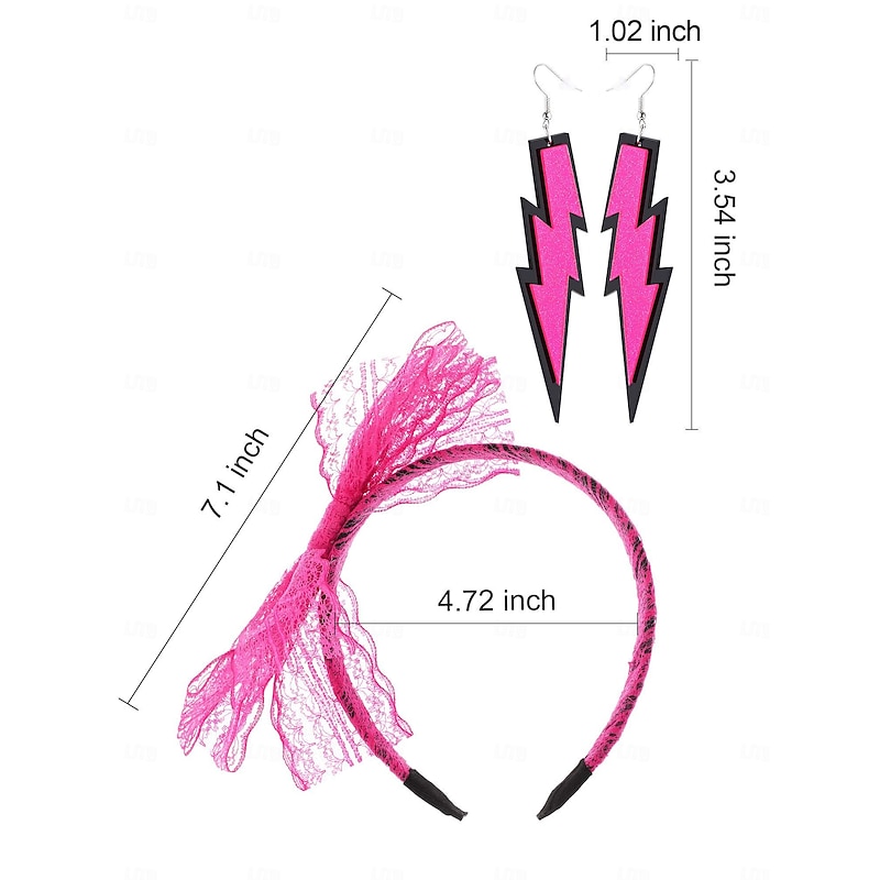 Retro Vintage 1980s Outfits Headband Earrings Fancy Dress Women's Halloween Carnival Masquerade Party / Evening Pride Parade Pride Month Adults' 1 Pair of Earrings Headband4