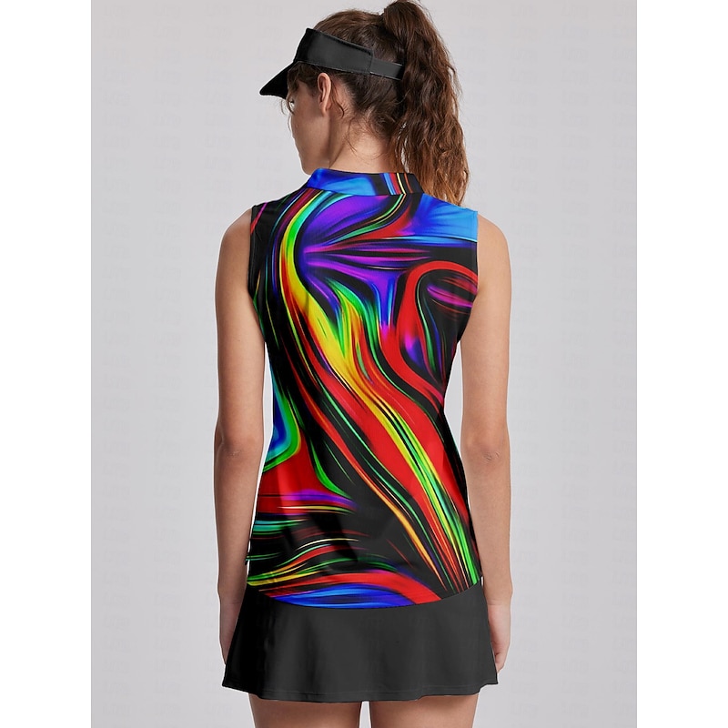 Women's Golf Polo Shirt Red Blue Sleeveless Sun Protection Top Ladies Golf Attire Clothes Outfits Wear Apparel2