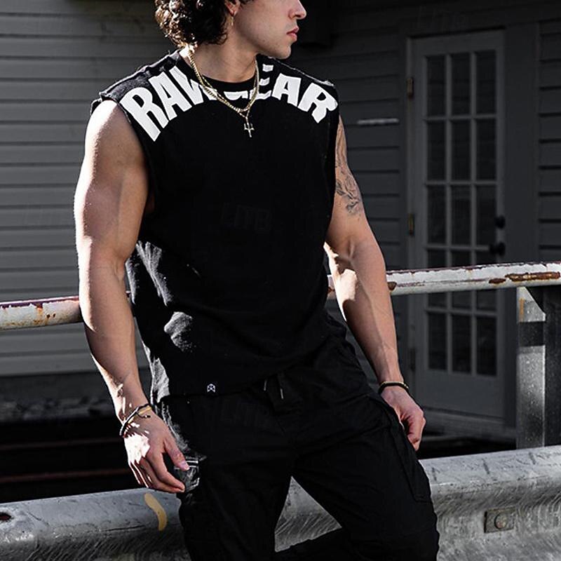 Men's Tank Top Vest Top Undershirt Sleeveless Shirt Sleeveless Crewneck Summer Color Block Fashion Designer Basic Vacation Street Going out Black White Khaki Top Tee for Men4