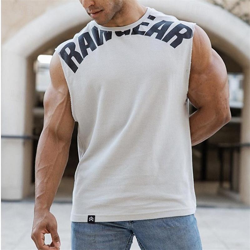 Men's Tank Top Vest Top Undershirt Sleeveless Shirt Sleeveless Crewneck Summer Color Block Fashion Designer Basic Vacation Street Going out Black White Khaki Top Tee for Men