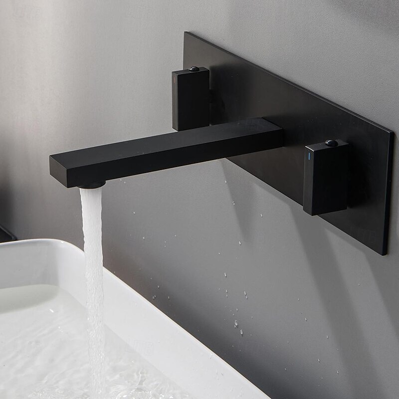 Bathroom Sink Faucet - Wall Mount / Widespread Electroplated Mount Inside Two Handles Three HolesBath Taps3