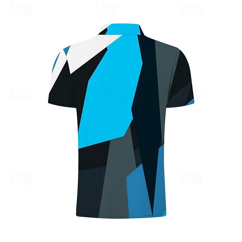 Men's Plaid Golf Shirt Short Sleeve Polo Shirts Collared Shirts Vintage Casual Vacation Wear Formal Wear Festival Wear Buttons 3D Print Summer Red Blue Purple2