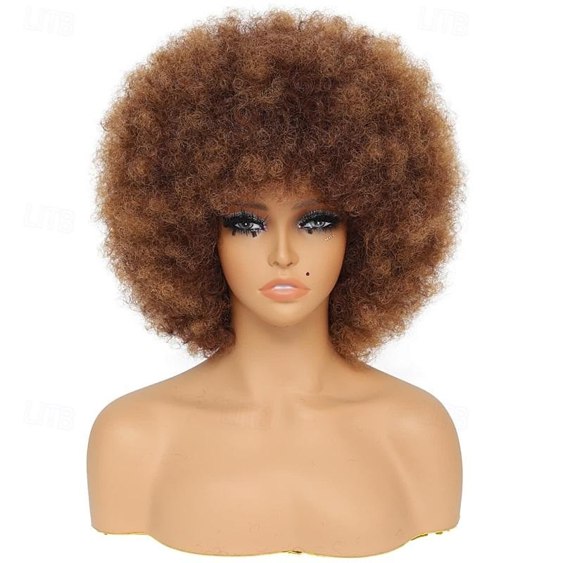 Afro Wigs for Black Women 10 inch Afro Curly Wig 70s Large Bouncy and Soft Afro Puff Wigs Natural Looking Full Wigs for Party Cosplay Afro Wig Halloween Wigs2