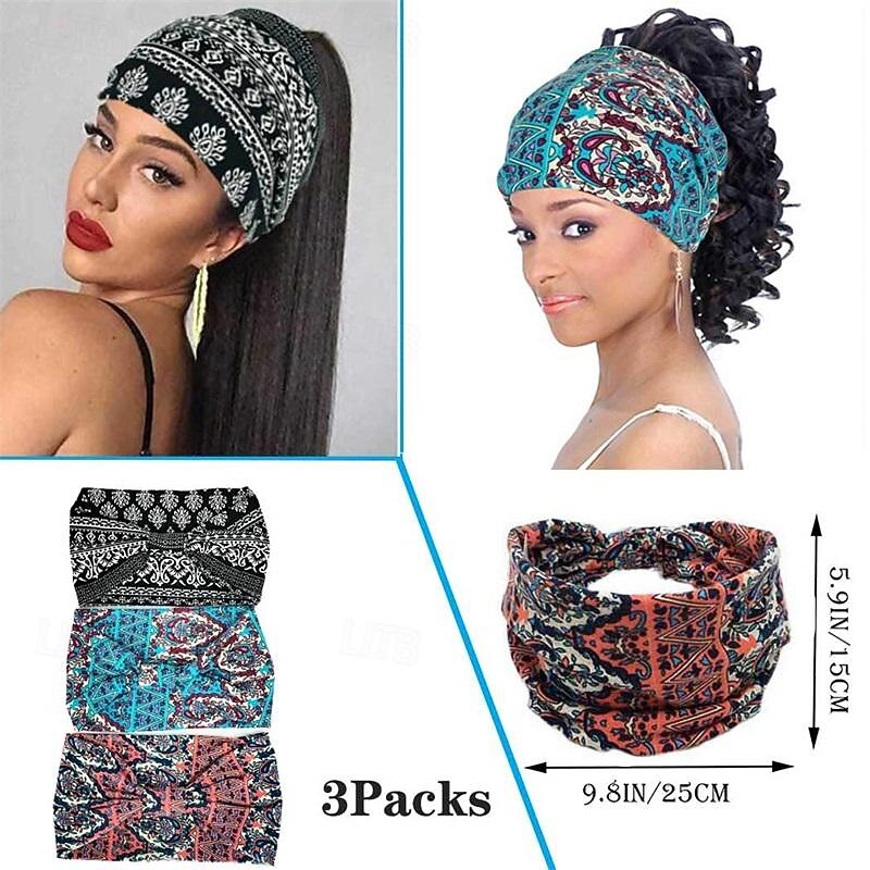 Boho Headband Women Wide Hair Band Boho Elastic Sports Headwear Yoga Hair Band Workout Headwrap4