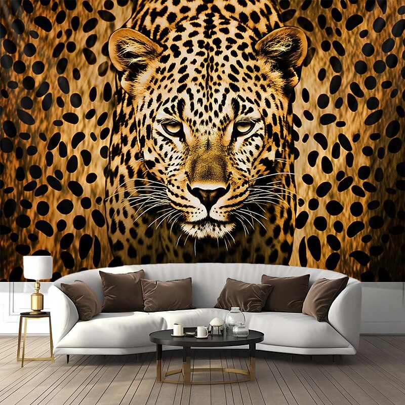 Leopard Animal Hanging Tapestry Wall Art Large Tapestry Mural Decor Photograph Backdrop Blanket Curtain Home Bedroom Living Room Decoration
