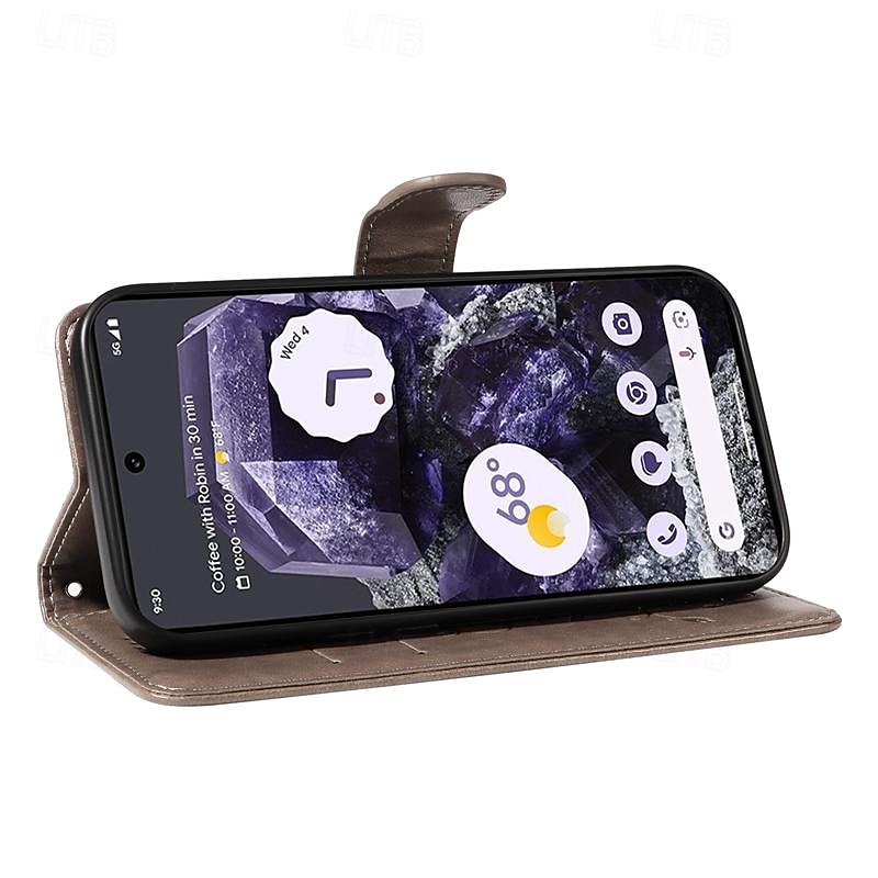 Phone Case For Google Pixel 8 Pro Pixel 7 Pixel 6 Wallet Case Embossed Full Body Protective with Wrist Strap Tree Butterfly TPU PU Leather4