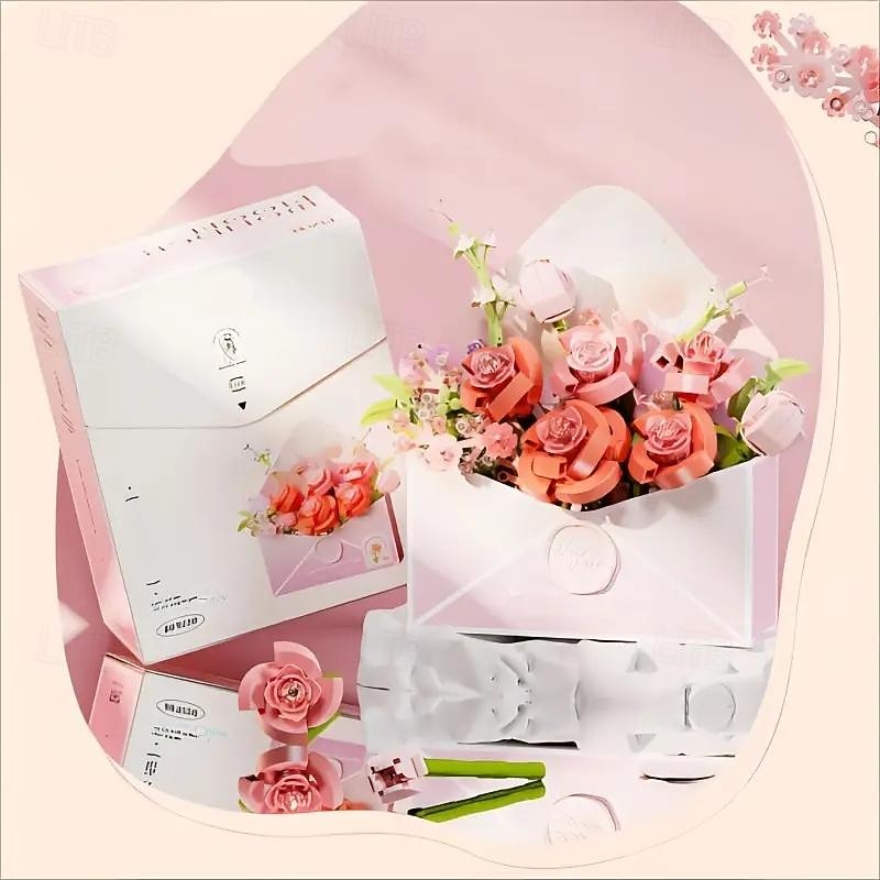 Women's Day Gifts lnlaid Building Blocks Light Flower Carriage Ornaments Building Toys Gift BoxValentine's Day Women's Day Mother's Day Gifts for Girls Mother's Day Gifts for MoM3