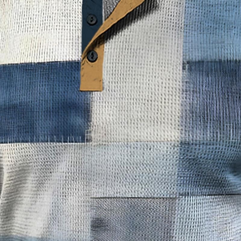 Plaid Faux Patchwork Pattern Men's Fashion Casual 3D Print Waffle Henley T Shirt Tee Sports Outdoor Casual Daily T shirt Blue Brown Green Gray Short Sleeve Henley Shirt Spring & Summer Clothing3