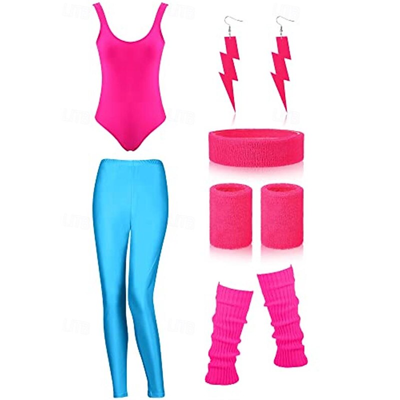 1980s One Piece PU Leather Rompers Fancy Dress Women's Halloween Carnival Masquerade Party / Evening Bachelorette Party Pride Parade Adults' 1 Pair of Earrings Leotard / Onesie Pants2