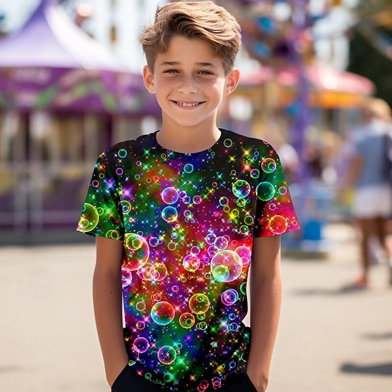 Boys 3D Geometric Tee Shirt Short Sleeve 3D Print Summer Active Sports Fashion Polyester Kids 3-12 Years Crew Neck Outdoor Casual Daily Regular Fit3