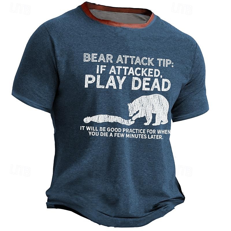 Men's Graphic Bear Letter T Shirt Short Sleeve T shirt 3D Print Crew Neck Shirt Daily Designer Retro Vintage Sports Outdoor Holiday Going out Navy Blue Army Green Dark Blue Spring & Summer Clothing3