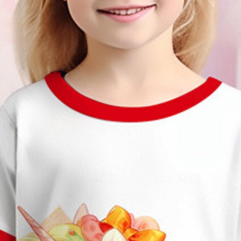 Girls' 3D Cartoon Unicorn Nightdress Pajamas Short Sleeve 3D Print Summer Active Fashion Cute Polyester Kids 3-12 Years Crew Neck Home Causal Indoor Regular Fit4