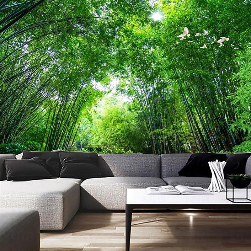 Cool Wallpapers Nature Forest Wallpaper Wall Mural Landscape Green Sticker Peel Stick Removable PVC/Vinyl Material Self Adhesive/Adhesive Required Wall Decor for Living Room Kitchen Bathroom3