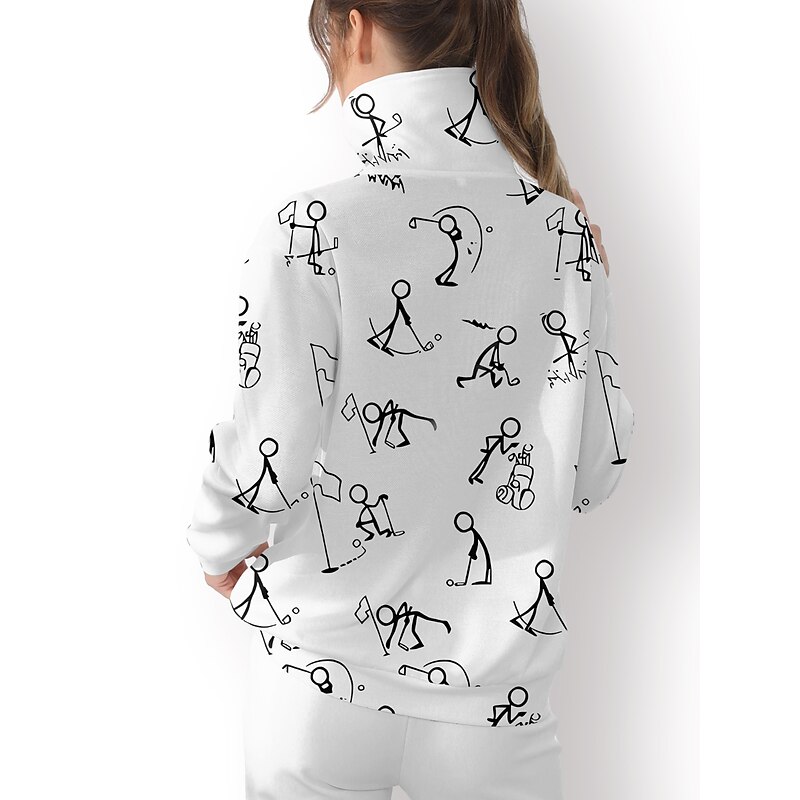 Women's Golf Pullover Sweatshirt Black White Yellow Long Sleeve Top Fall Winter Ladies Golf Attire Clothes Outfits Wear Apparel3