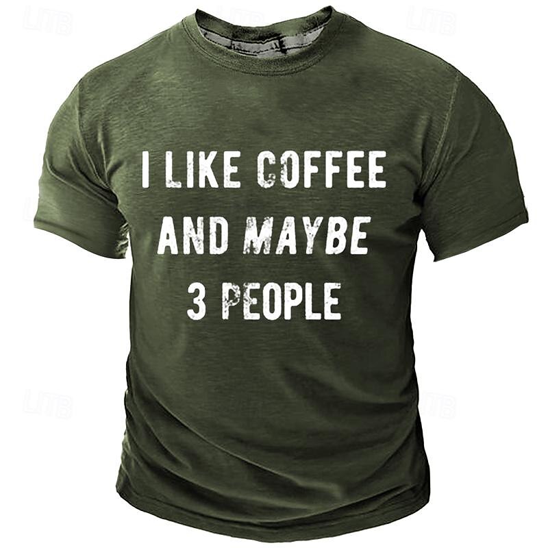 Men's Graphic Letter T Shirt Short Sleeve T shirt 3D Print Crew Neck Shirt Daily Casual Street Style Street Sports Outdoor Holiday Navy Blue Army Green Dark Gray Spring & Summer Clothing Apparel S M3