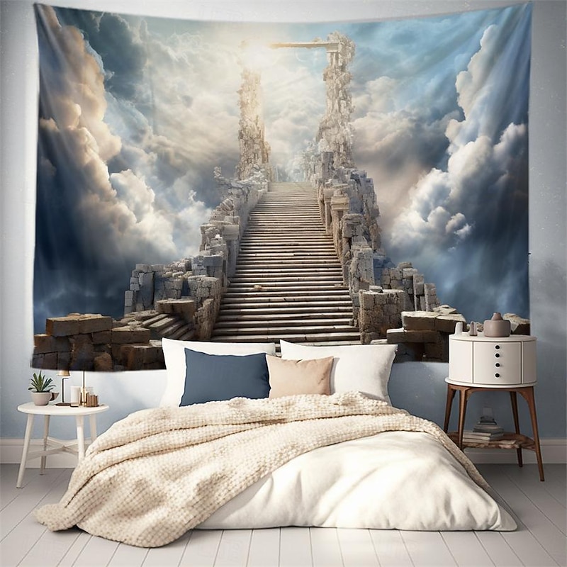Ladder to Heaven Hanging Tapestry Wall Art Large Tapestry Mural Decor Photograph Backdrop Blanket Curtain Home Bedroom Living Room Decoration2