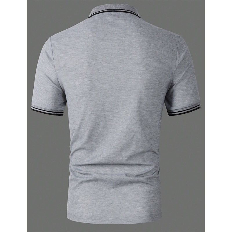 Men's Polo Shirt Button Up Polos Business Casual Lapel Short Sleeve Fashion Basic Plain Button Summer Regular Fit White Yellow Red Navy Blue Royal Blue Blue Polo Shirt3