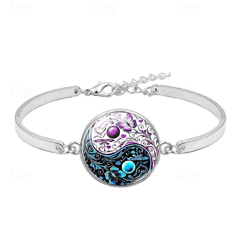 Yin Yang Tai Chi Butterfly Time Gem Necklace Set Cross border European and American Creative Silver Bracelet Earrings Jewelry Set4