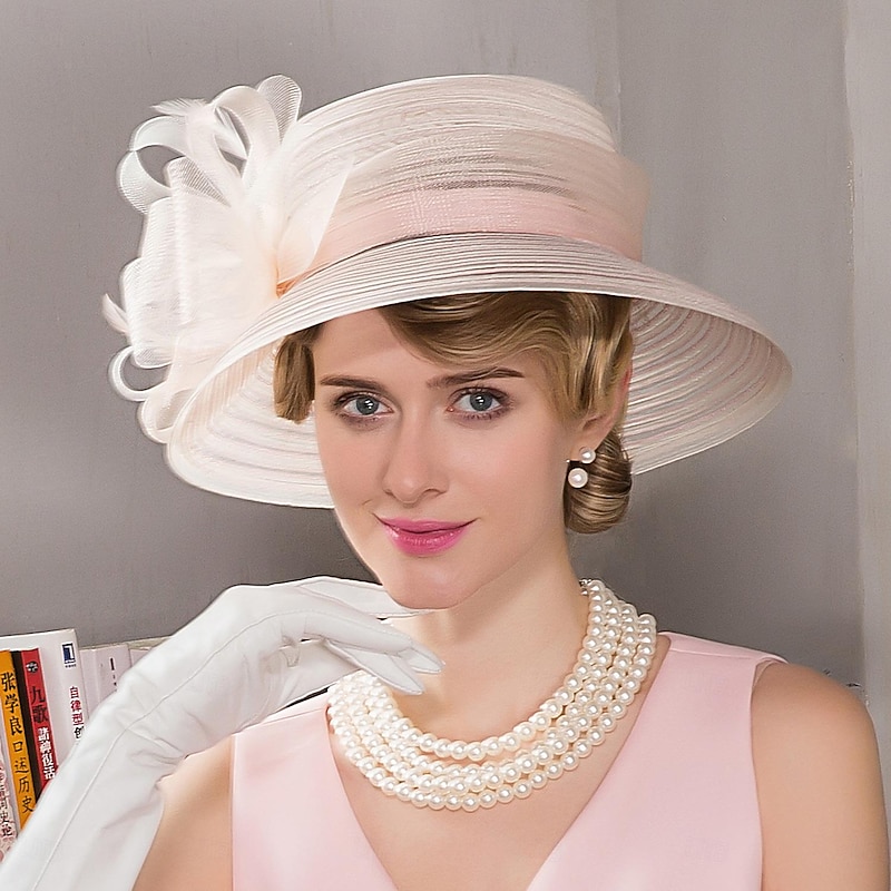 Fascinators Kentucky Derby Hat Fiber Bowler / Cloche Hat Bucket Hat Floppy Hat Wedding Tea Party Elegant Wedding With Feather Bowknot Headpiece Headwear3