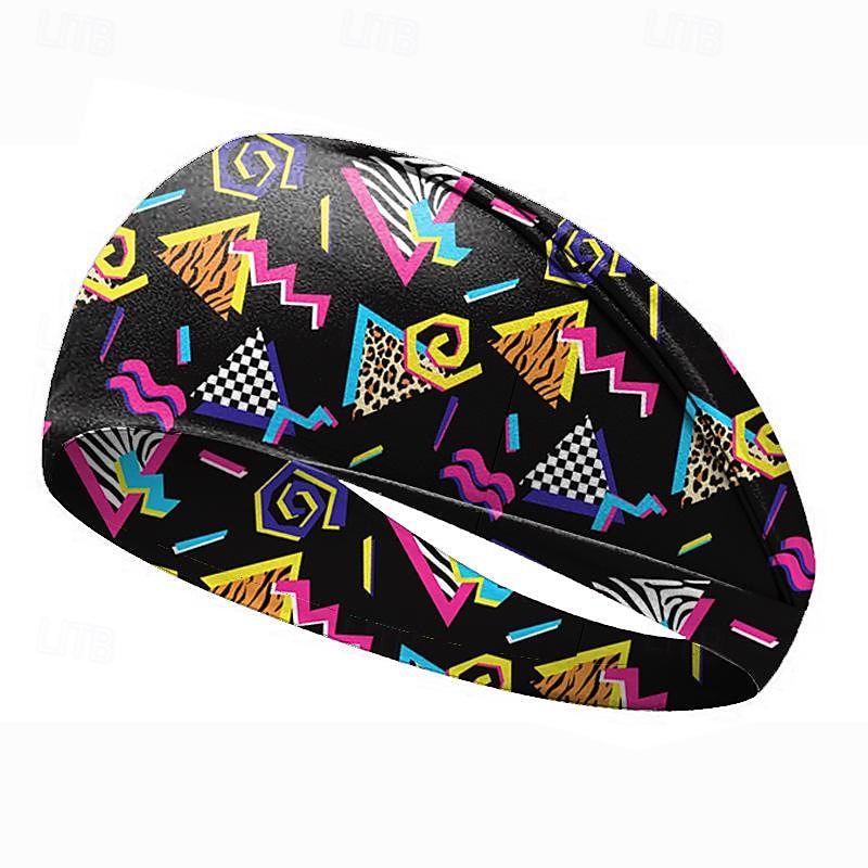 80s  Retro Printed Headbands, Sports Headbands, Women's Headbands, Sweat Absorbing And Anti Sweat Bands, Men's Wide Brimmed Yoga Hair Accessories4