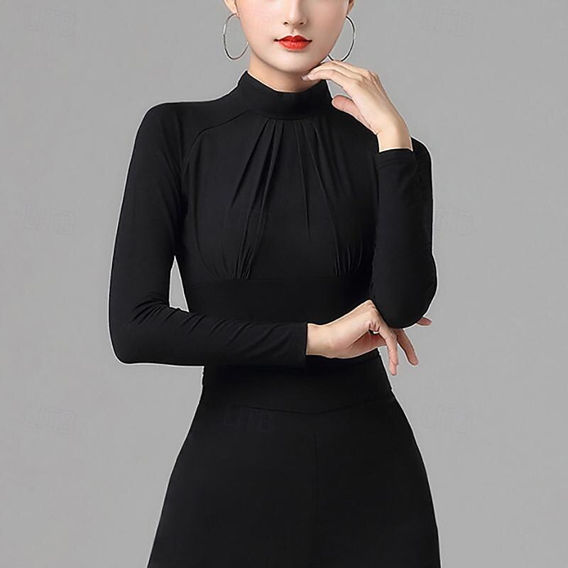 Latin Dance Ballroom Dance Leotard / Onesie Pure Color Splicing Women's Performance Training Long Sleeve High Modal