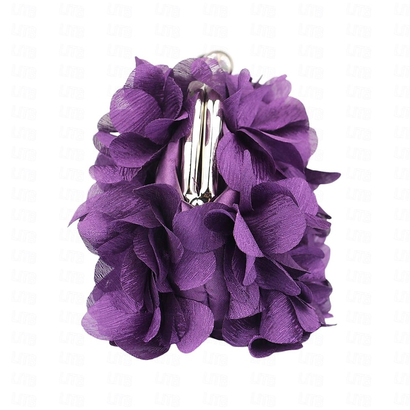 Women's Clutch Evening Bag Satin Party Valentine's Day Rhinestone Chain Solid Color Purple4