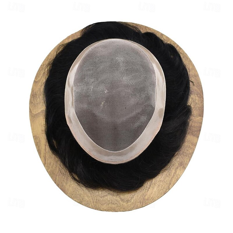 Fine Mono Human Hair Mens Toupee Poly Skin Around Hair System Hairpiece Durable NPU Monofilament Wig Hair Replacement for Men4