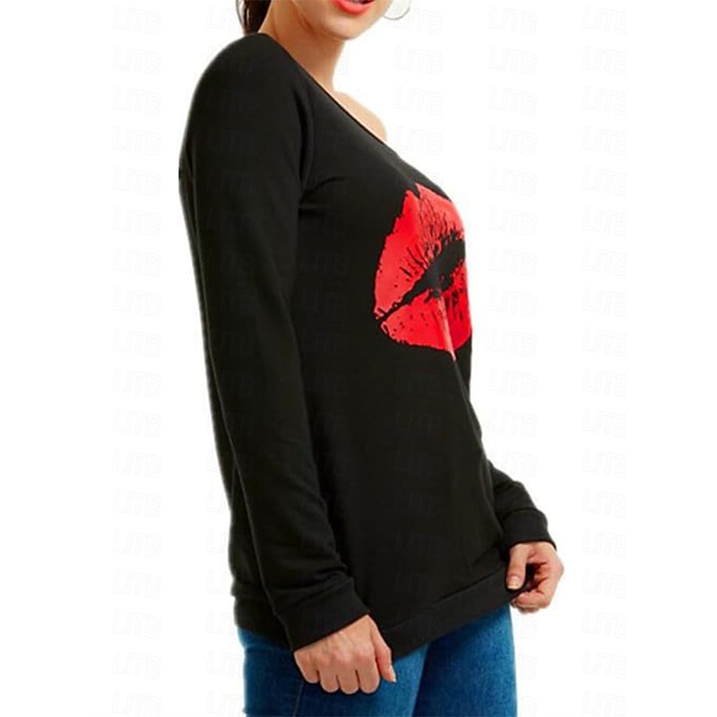 Retro Vintage 1980s Masquerade Sweatshirt Off Shoulder Fancy Dress Women's Masquerade Party / Evening Pride Parade Pride Month Adults' Top Spring Fall4