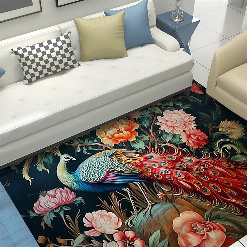 Vintage Peacock Area Rug Kitchen Mat Non-Slip Oil Proof Floor Mat Livingroom Rug Indoor Outdoor Mat Bedroom Decor Bathroom Mat Entrance Rug Door Mat2
