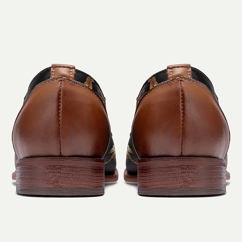 Men's Premium Cowhide Leather Oxford Shoes with Vintage Dragonfly Embroidery - Perfect for Formal Events and Special Occasions 6