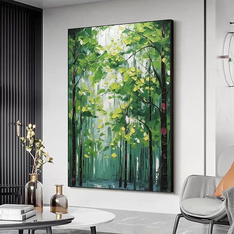 Mintura Handmade Abstract Tree Landscape Oil Paintings On Canvas Wall Art Decoration Modern Forest Picture For Home Decor Rolled Frameless Unstretched Painting3