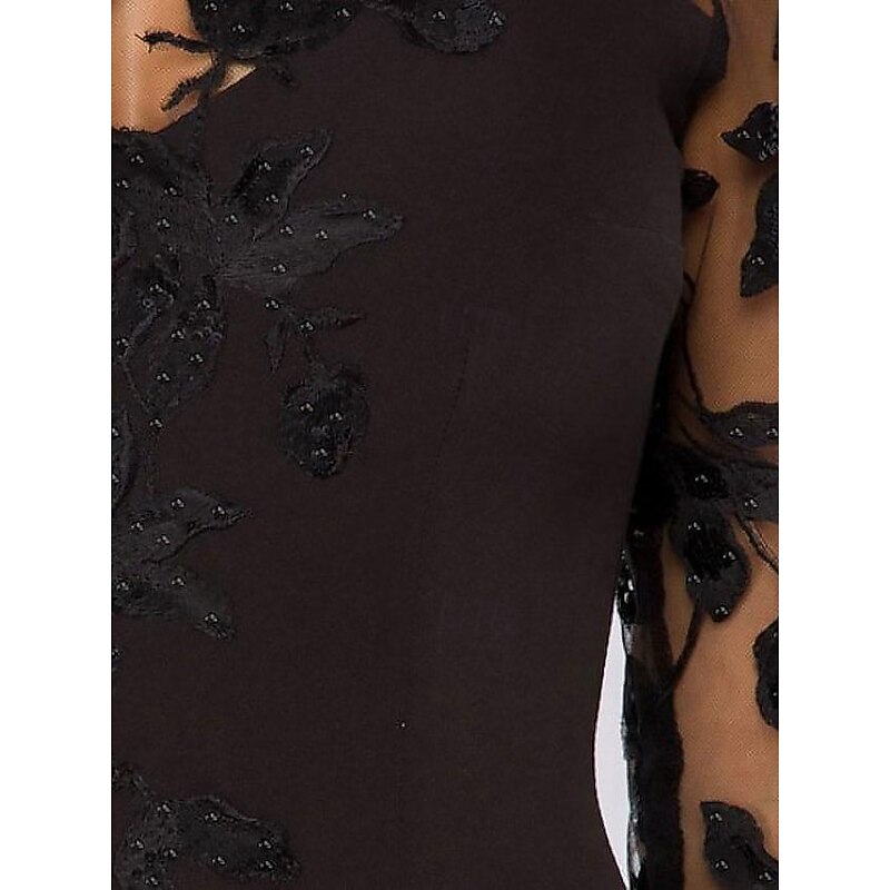 A-Line Mother of the Bride Evening Gown Elegant Dress Wedding Guest Floor Length 3/4 Length Sleeve Jewel Neck Satin with Beading Appliques3