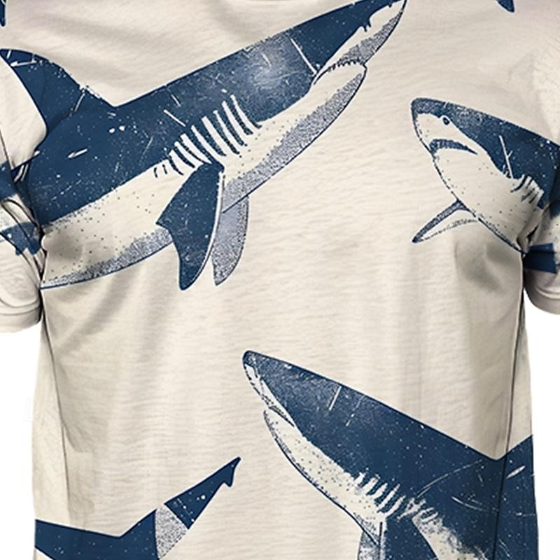 Men's Graphic Animal Shark T Shirt Short Sleeve T shirt 3D Print Crew Neck Shirt Vacation Designer Casual Sports Outdoor Holiday Going out Yellow Pink Blue Spring & Summer Clothing Apparel S M L XL4