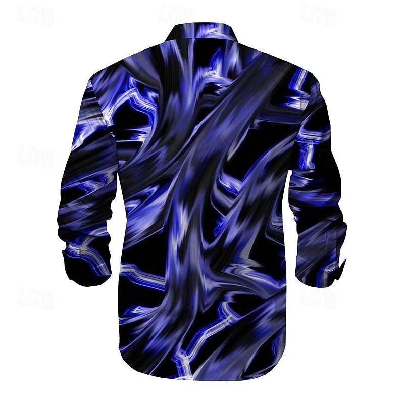 Men's Geometric Pattern Graffiti Button Up Shirt Printed Shirts Long Sleeve Subcultural Vacation Party Street Spring & Summer Turndown Print Button-Down Pink Red Blue Sky Blue Purple2