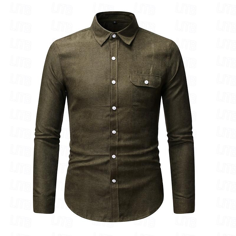 Men's Shirt Dress Shirt Button Up Shirt Plain Wedding Daily Black White Yellow Wine Long Sleeve Turndown Spring &  Fall Clothing Apparel Pocket2