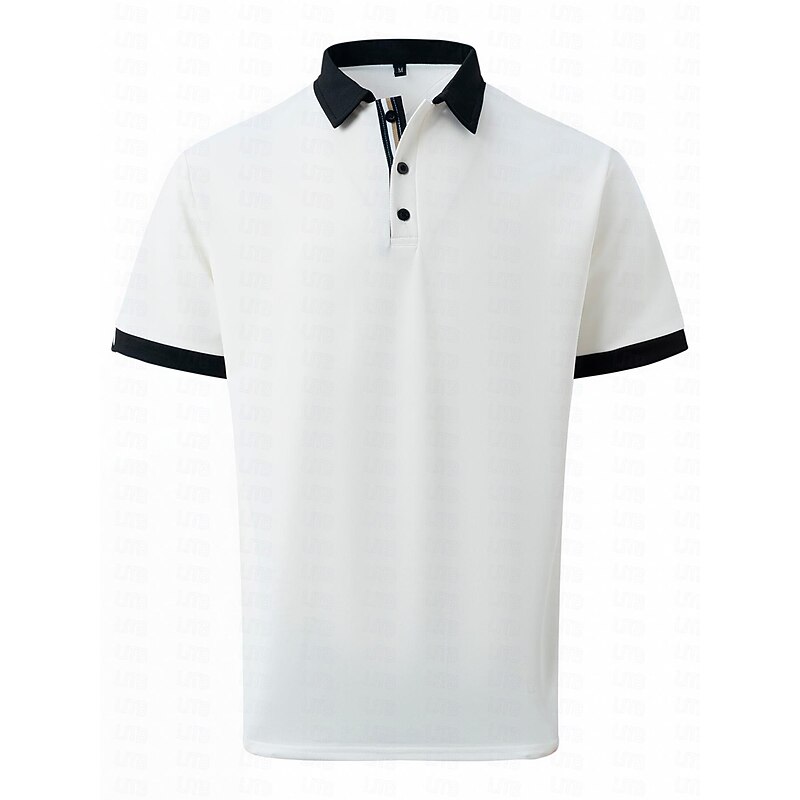 Men's Polo Shirt Work Street Classic Short Sleeves Solid / Plain Color Basic Summer Loose Fit dark brown Black White Pink Dark Navy ash-colored Polo Shirt2