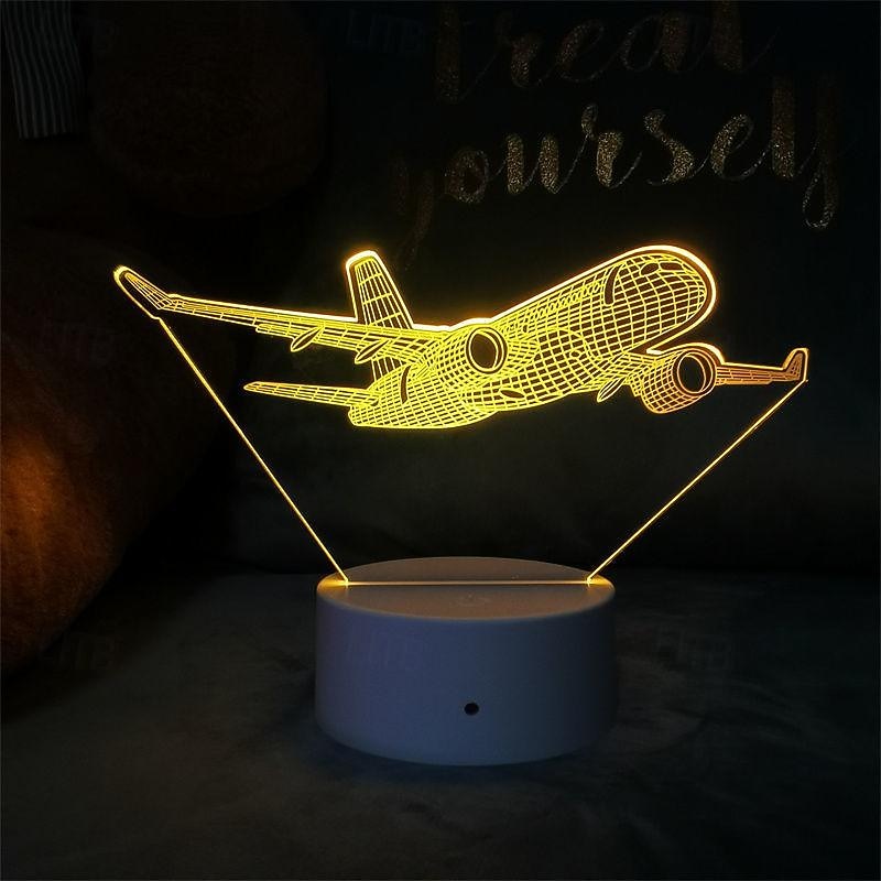 Illuminate Airplane 3D Magical Night Light LED Night Light 7 / 16 Colors Table Desk Night Light3