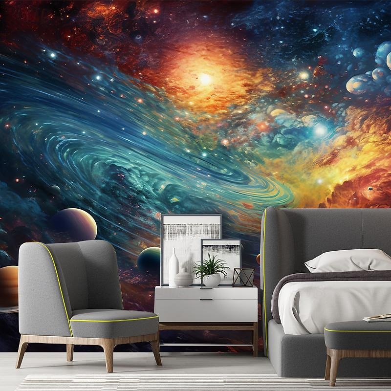 Cool Wallpapers Galaxy Wallpaper Wall Mural Landscape Universe Planet Sticker Peel and Stick Removable PVC/Vinyl Material Self Adhesive/Adhesive Required Wall Decor for Living Room Kitchen Bathroom3