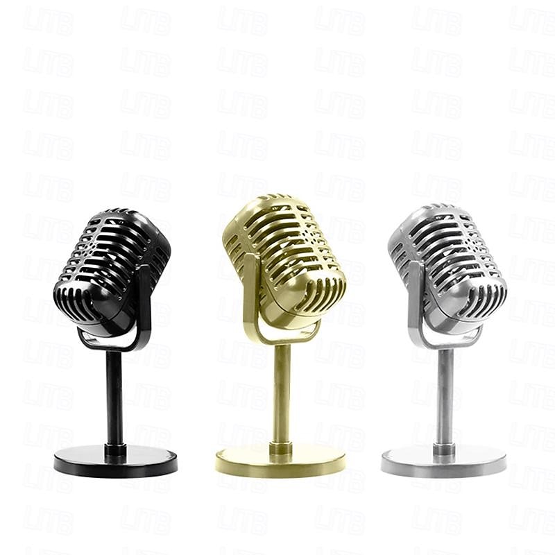 Retro Microphone Props Simulation Nostalgic Microphone Model Cross-Border Live Broadcast Bar Decoration Photography Props Ornaments2
