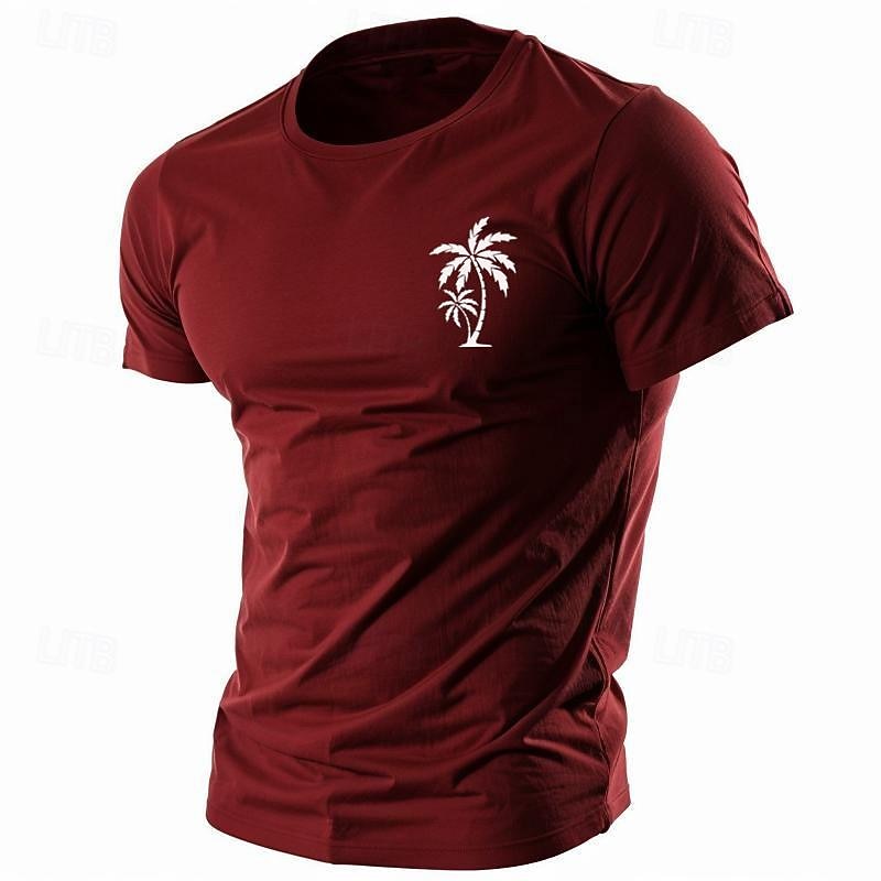 Men's Coconut Tree T Shirt Tee Top Cotton Short Sleeve Graphic Shirt Black White Burgundy Comfortable Tee Sports Outdoor Holiday Fashion Designer Clothing3