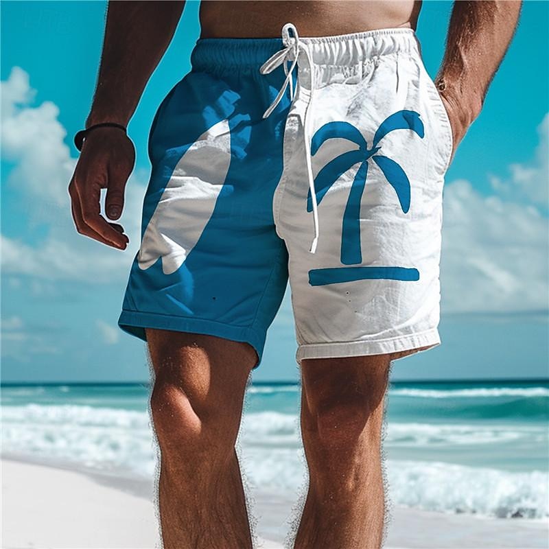 Palm Tree Surfboard Men's Resort 3D Printed Board Shorts Swim Trunks Elastic Waist Drawstring with Mesh Lining Aloha Hawaiian Style Holiday Beach S TO 3XL3