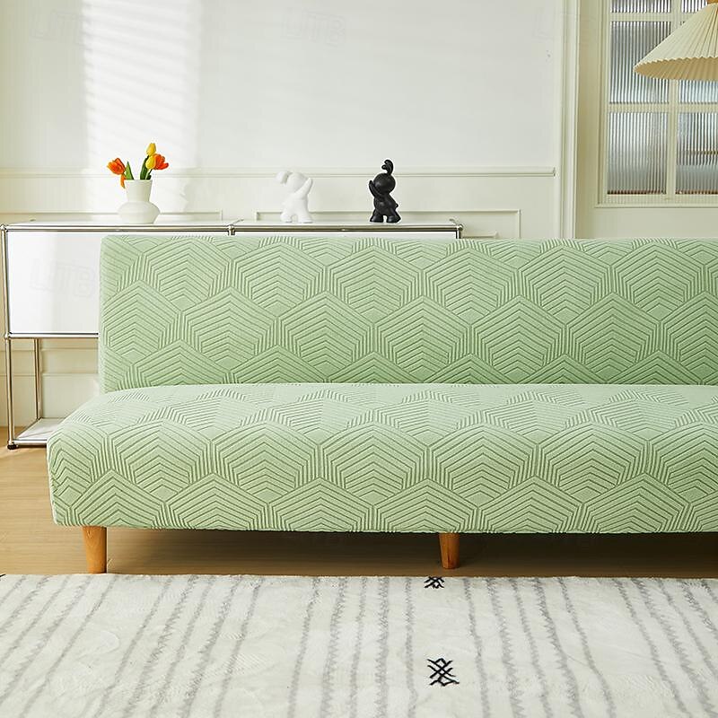 3 Different Sizes Jacquard Fabric Armless Sofa Bed Cover Sofa New Year Decor Slipcovers Stretch Protector Elastic Bench Cover2