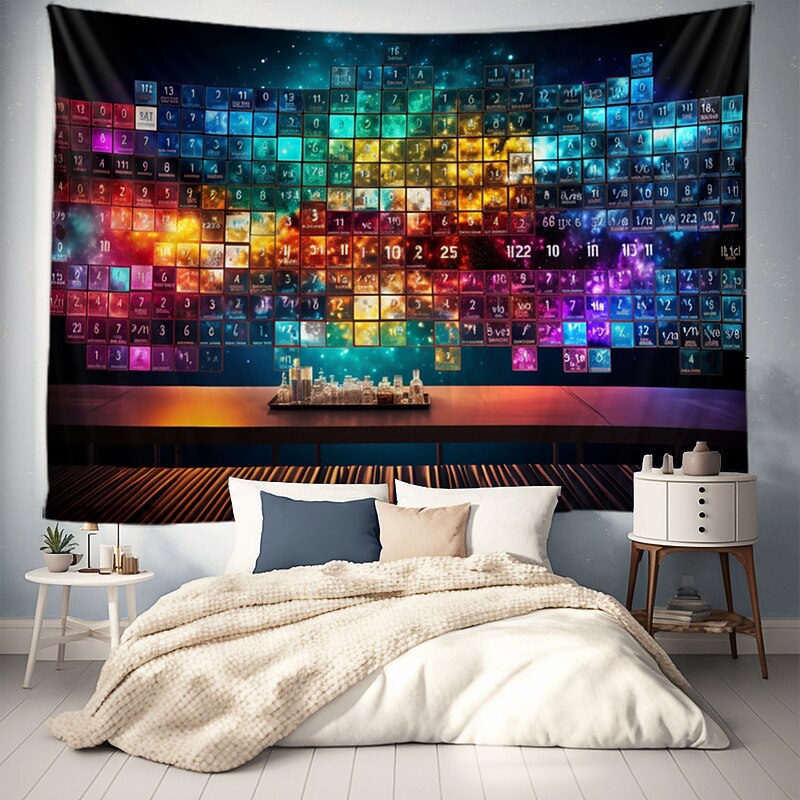 Blacklight Tapestry UV Reactive Glow in the Dark Glow Party Periodic Table of Elements Trippy Misty Hanging Tapestry Wall Art Mural for Living Room Bedroom4
