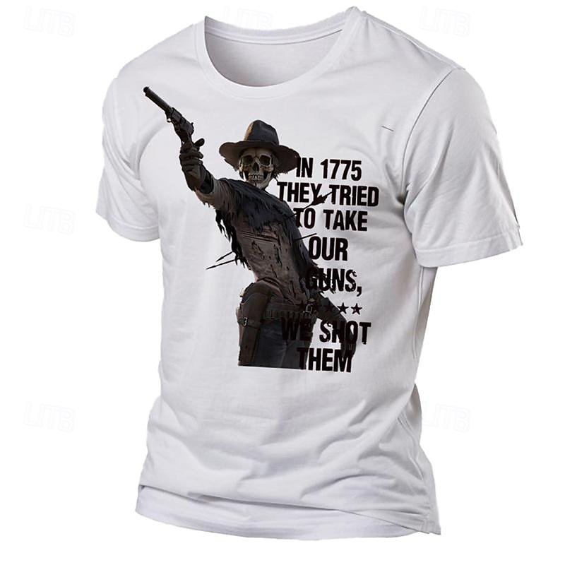 Veterans Day Men's Patriot Patriotic Veteran Graphic Cool Skulls Skeleton T shirt Short Sleeve T shirt 3D Print Crew Neck Shirt Daily Designer Street Style Sports Outdoor Holiday Going out Black2