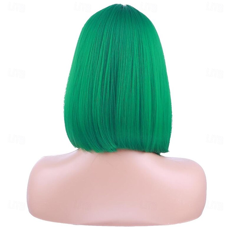 Green Wig for Women Green Bob Wig Short Straight Emerald Green Wig with Bangs Synthetic Heat Resistant Halloween Cosplay Cosutme Wig St.Patrick's Day Wigs4