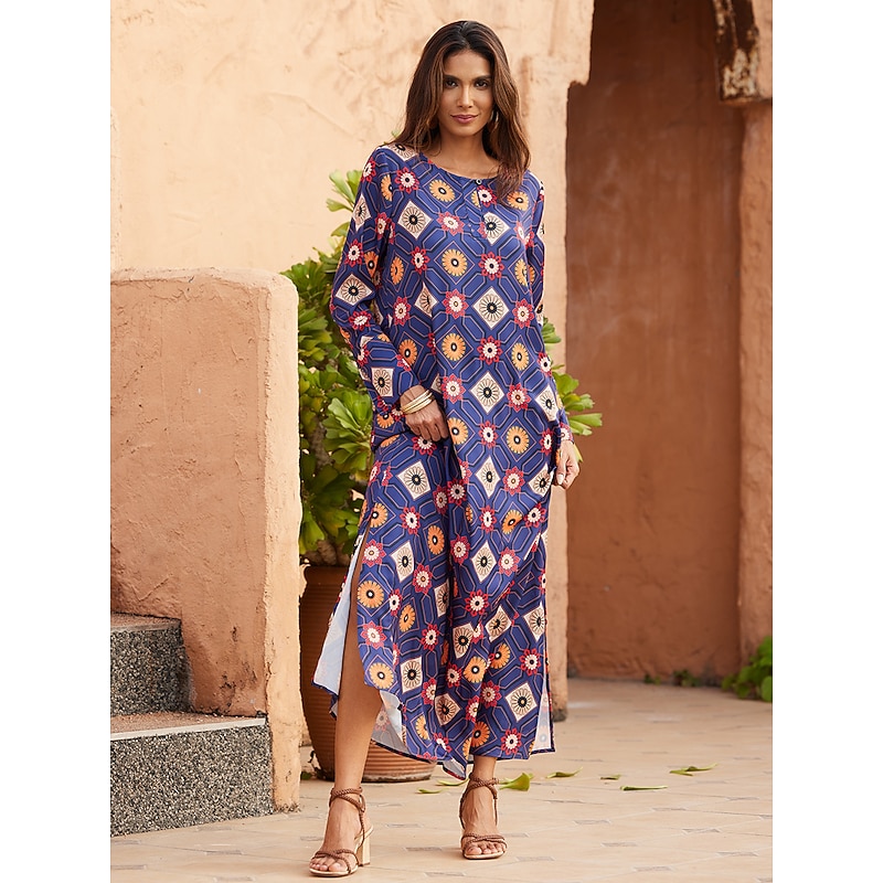 Floral Print Crewneck Casual Dress4